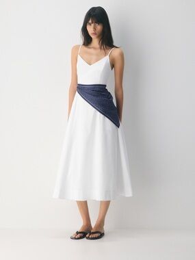 Aritzia Babaton Technique Linen White Spaghetti Strap Midi Dress 4 Like New